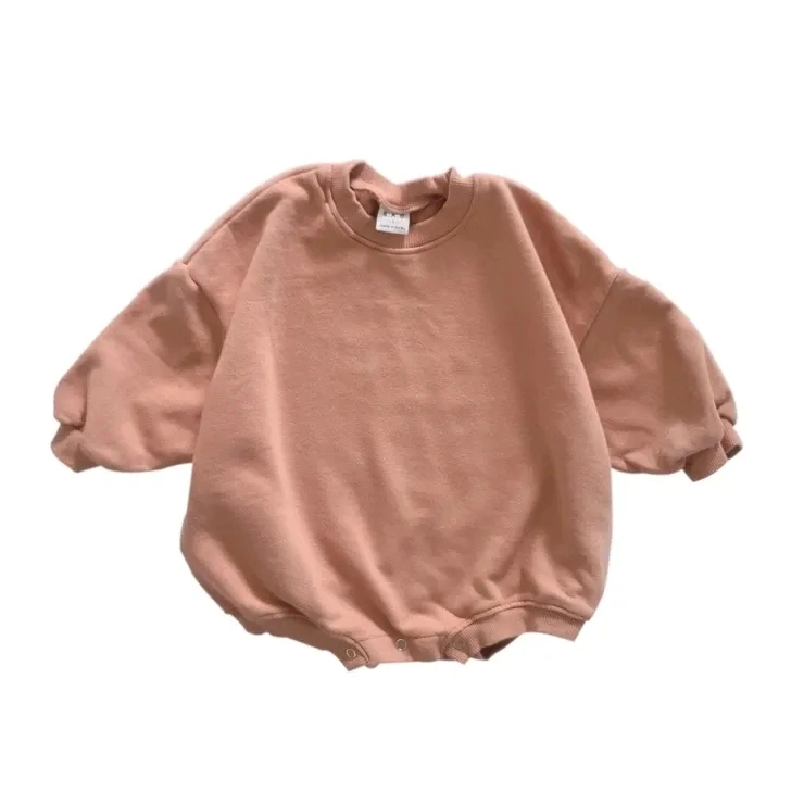 Cozy Infant Neutral Sweater Loose Baggy Boys Solid Crew Neck Rompers