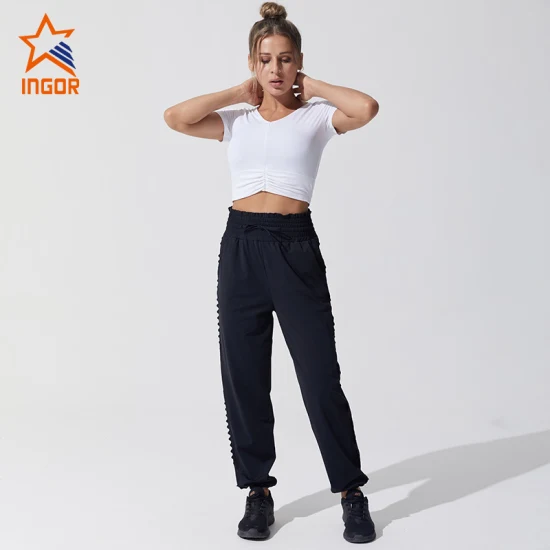 Ingorsports Femmes Gym Fitness Vêtements d'entraînement Anti UV / Tissu antibactérien Col en V / Col rond Croix Crop Tops Frisbee Ultimate Apparel